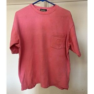 Vintage Women's Shirt by Badge Medium Pink with Embroidered Pocket 100% Cotton